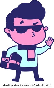 desenho animado legal cara em cores neon brilhante