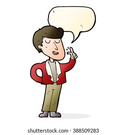 caricatura tipo genial chasqueando los dedos con burbuja de habla