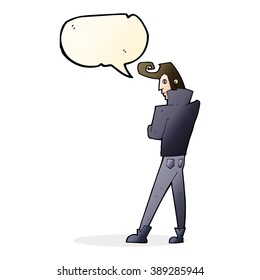 cartoon cool guy with speech bubble