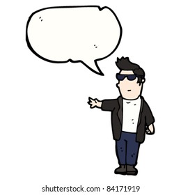 cartoon cool guy with speech bubble