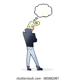 tipo genial de caricatura con burbuja de pensamiento