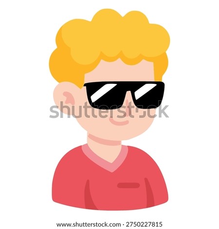 cartoon cool guy wearing sun glasses profile avatar flat color vector illustration template design