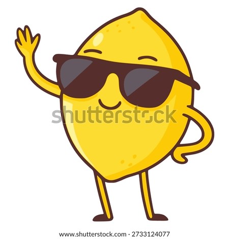 cartoon cool lemonade wearing sunglasses character flat color vector illustration template design
