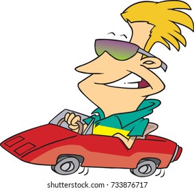 Cartoon Cool Man Driving Fancy Sports Stock Vector (Royalty Free ...