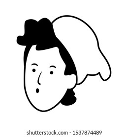 cartoon cool man with hat icon over white background, vector illustration
