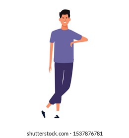 cartoon cool man standing icon over white background, colorful design. vector illustration