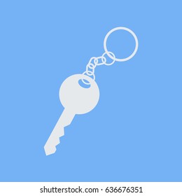 cartoon cool modern one key chain and keyring for house or for office simple clean modern. single home key icon illustration isolated flat design style