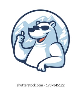 Cartoon Cool Polar Bear Mascot Logo