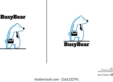 Cartoon Cool Polar Bear Mascot Logo isolated in white background.