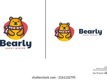 Cartoon Cool Polar Bear Mascot Logo isolated in white background.