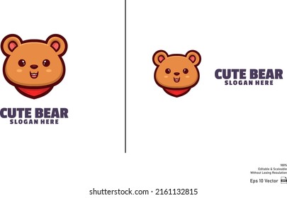 Cartoon Cool Polar Bear Mascot Logo isolated in white background.