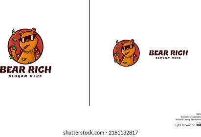 Cartoon Cool Polar Bear Mascot Logo isolated in white background.