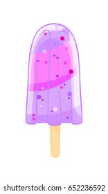 Cartoon cool popsicle. Sweet ice cream isolated on the white background. T-shirt print and sticker.