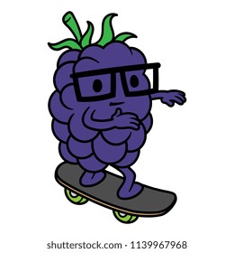Cartoon Cool Skating Blueberry Character
