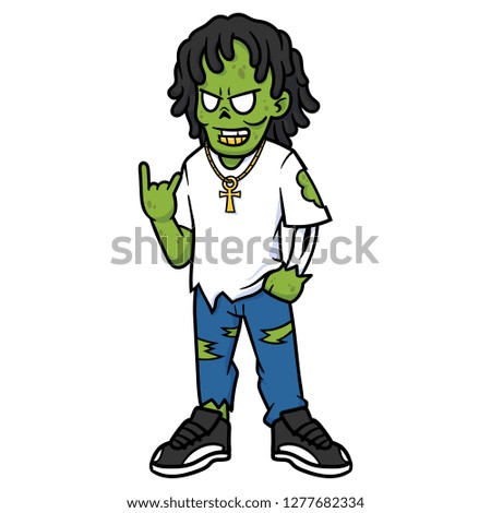 Cartoon Cool Zombie With Dreadlocks