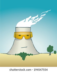 Cartoon cooling tower