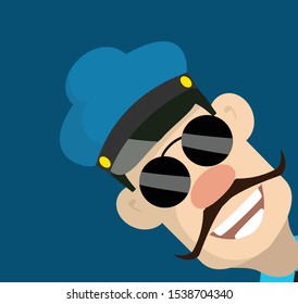 Cartoon Cop Policeman - Empty Space with Head in Corner