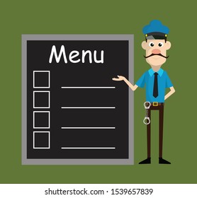 Cartoon Cop Policeman - Presenting Menu List