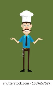 Cartoon Cop Policeman - Standing with Open Hands