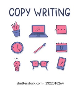 Cartoon Copy writing icons.. Vector illustration