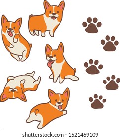 Cartoon Corgi Dog Illustration Isolated 