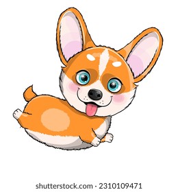 cartoon corgi dog joyfully runs