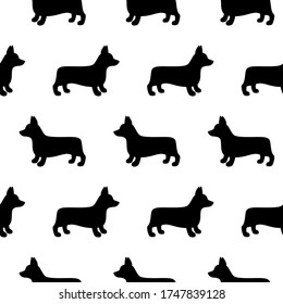 Cartoon corgi dog seamless pattern on white background. Abstract corgi dog pattern for card, wallpaper, album, scrapbook, holiday wrapping paper, textile fabric, garment, t-shirt design etc.