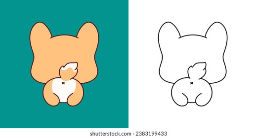 Cartoon Corgi Puppy Clipart for Coloring Page and Illustration. Clip Art Isolated Dog. Cute Vector Illustration of a Kawaii Animal for Prints for Clothes, Stickers, Baby Shower. 
