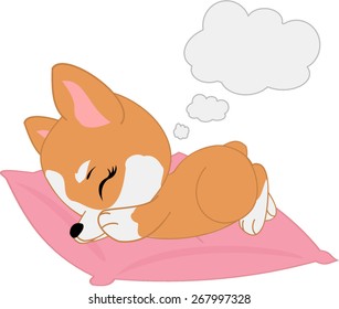 Cartoon corgi sleeps