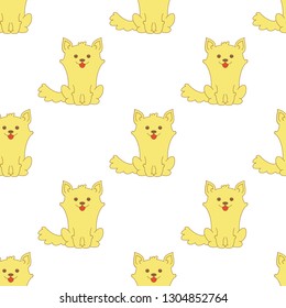 Cartoon Corgis puppy sitting seamless Pattern. Vector illustration.