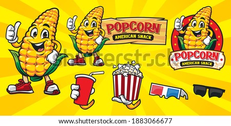 Cartoon corn mascot character logo