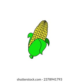 Maíz de caricatura sobre fondo blanco. Ilustración del vector