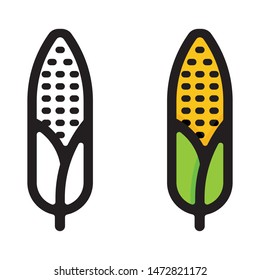 cartoon corn and corn outline set vector image
