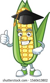 Cartoon corn raw with the character graduation hat