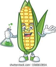 Cartoon corn raw with the character professor