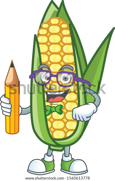 Cartoon Corn Raw Character Babe Holding Stock Vector Royalty Free