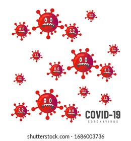 Cartoon corona virus illustration vector design