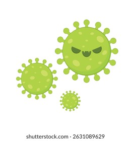 Cartoon coronavirus. Bacteria character vector. Covid 19 virus.