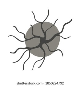 Cartoon Coronavirus Bacteria. Virus microbe icon, outline hand drawn style