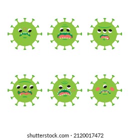 Cartoon coronavirus characters. Vector illustration on white background