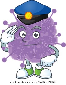 A cartoon of coronavirus influenza dressed as a Police officer
