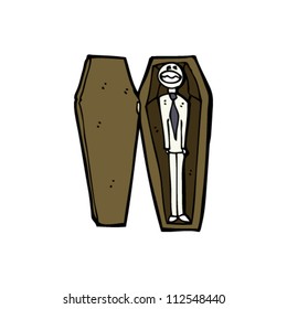 cadáver de caricatura en ataúd