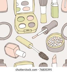 cartoon cosmetic seamless pattern