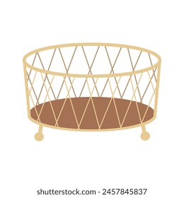 Cartoon cot, decor elements. Colorful vector illustration, flat style. design for greeting cards, print, poster
