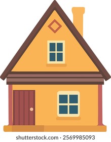 Cartoon cottage house icon vector art and illustration.