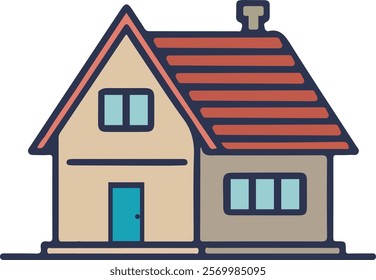 Cartoon cottage house icon vector art and illustration.