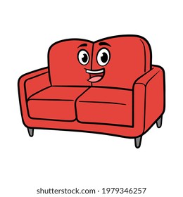Ilustración del vector de caracteres de sofá de caricatura