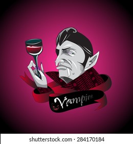 Cartoon Count Dracula Isolated on Dark purple background