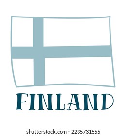 Cartoon country flag isolated on white. National culture symbol of Finland. Vector illustration of Finnish traditional. Scandinavia concept