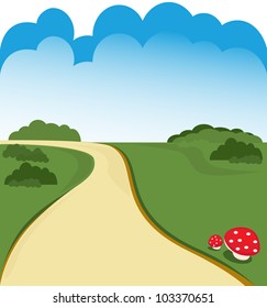 Cartoon country road background vector